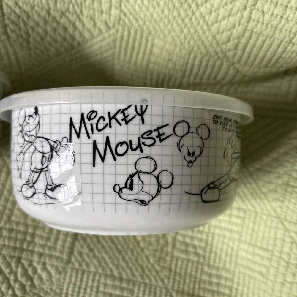 Disney Sketchbook Mickey Mouse & Pluto Ceramic Storage Bowls Containers w/Lids